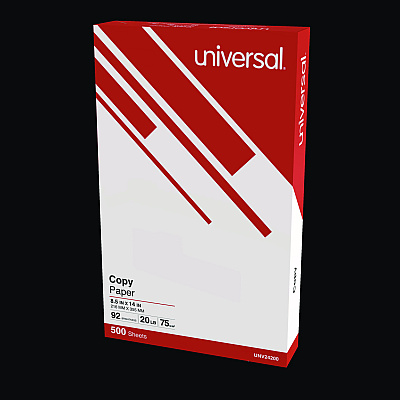 Universal Legal Size Copy Paper, 92 Bright, 20 lb Bond Weight, 8.5 x 14, White, 500 Sheets/Ream, 10 Reams/Carton (UNV24200)