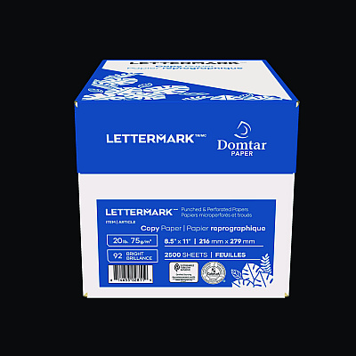 Lettermark Custom Cut-Sheet Copy Paper, 92 Bright, 5-Hole (5/16") Top Punched, 20 lb Bond Weight, 8.5 x 11, White, 500/Ream (DMR8828)