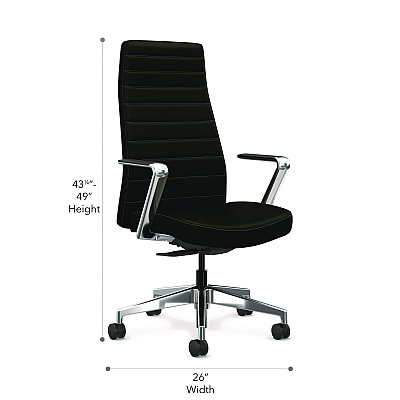 HON Cofi Executive High Back Chair, Supports Up to 300 lb, 15.5 to 20.5 Seat Height, Black Seat/Back, Polished Aluminum Base (HONCEUW0PU10C9P)