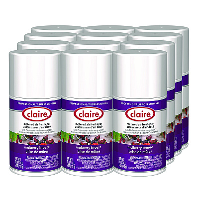 Claire Metered Air Freshener, Mulberry Scent, 7 oz Aerosol Spray, 12/Carton (CGC106)