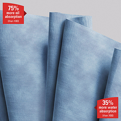 WypAll X90 Cloths, Jumbo Roll, 2-Ply, 11.1 x 13.4, Denim Blue, 450/Roll (KCC12889)