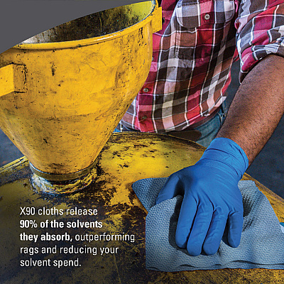 WypAll X90 Cloths, Jumbo Roll, 2-Ply, 11.1 x 13.4, Denim Blue, 450/Roll (KCC12889)