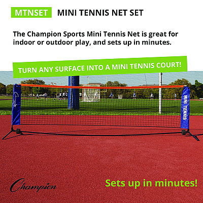 Champion Sports Mini Tennis Net Set, 2.8 ft x 10 ft (CSIMTNSET)