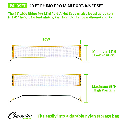 Champion Sports Rhino Port-A-Net Set, 33" to 63" x 120" (CSIPA10SET)