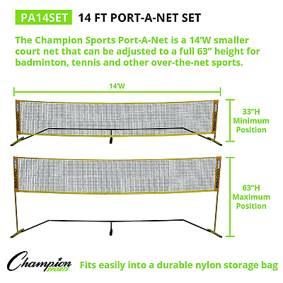 Champion Sports Rhino Port-A-Net Set, 36" to 60" x 168" (CSIPA14SET)