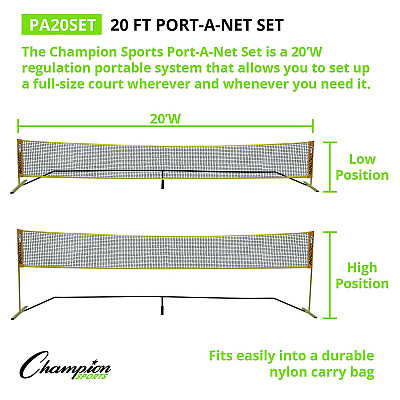 Champion Sports Rhino Port-A-Net Set, 36" to 60" x 240" (CSIPA20SET)