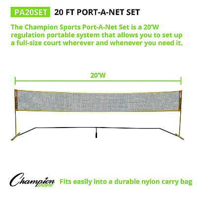 Champion Sports Rhino Port-A-Net Set, 36" to 60" x 240" (CSIPA20SET)