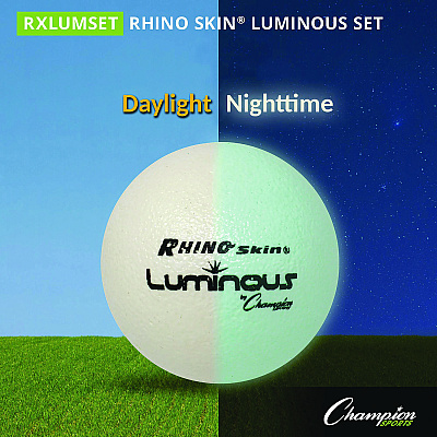 Champion Sports Rhino Skin Luminous Dodgeball Set, 6.3" Diameter, 6/Set (CSIRXLUMSET)