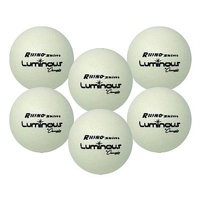 Champion Sports Rhino Skin Luminous Dodgeball Set, 6.3" Diameter, 6/Set (CSIRXLUMSET)