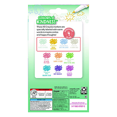 Crayola Colors of Kindness Fine Line Washable Markers, Fine Bullet Tip, Assorted Colors, 10/Box (CYO587807)