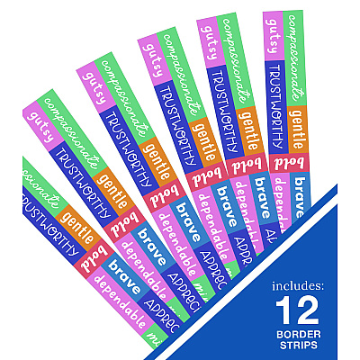 Carson-Dellosa Education Straight Borders, 12-Piece Set, Motivational: Positive Words, 3" x 3 ft, Multicolor (CDP108520)