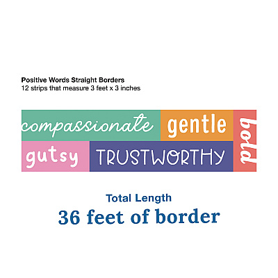 Carson-Dellosa Education Straight Borders, 12-Piece Set, Motivational: Positive Words, 3" x 3 ft, Multicolor (CDP108520)