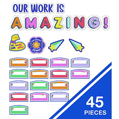 Carson-Dellosa Education Work Display Bulletin Board Sets, 45-Piece Set, We Stick Together: Our Work Is Amazing, 7.9" x 15", Multicolor (CDP110558)