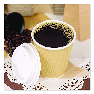 Karat Ripple Hot Cups, 12 oz, Kraft/White, 500/Carton (KRTCKRC512)