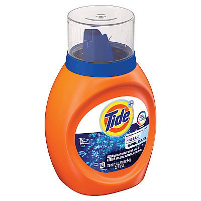 Tide Plus Bleach Alternative Liquid Laundry Detergent, HE Compatible, 16 Loads, Original Scent, 25 oz Bottle, 6/Carton (37373)