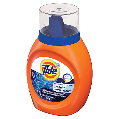 Tide Plus Bleach Alternative Liquid Laundry Detergent, HE Compatible, 16 Loads, Original Scent, 25 oz Bottle, 6/Carton (37373)