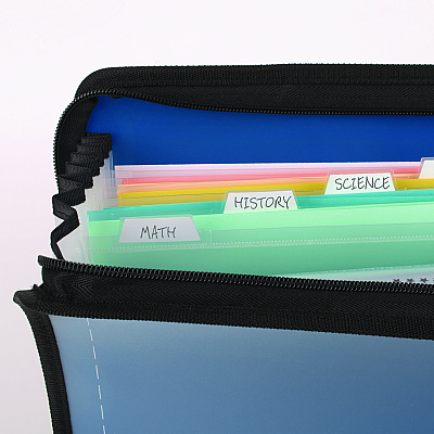 Five Star Expanding File, 7.5" Expansion, 7 Sections, Zipper Closure, Letter Size, Randomly Assorted Colors (MEA350099)