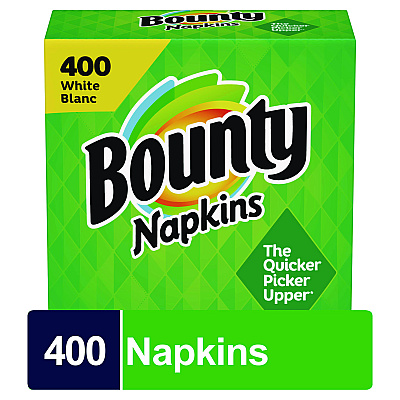 Bounty Quilted Napkins, 2-Ply, 12.1 x 12, White, 400/Pack, 4 Packs/Carton (PGC19096)