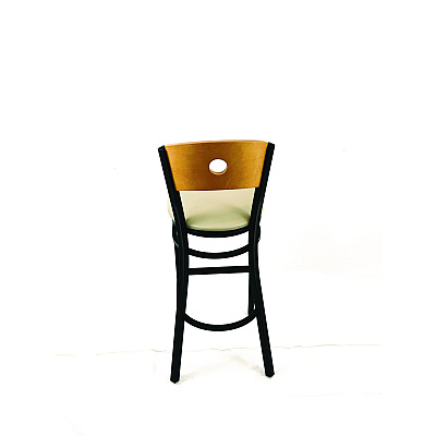 JMC Furniture Circle Series Barstool, Supports Up to 300 lb, 28.5" Seat Height, Taupe Seat, Natural Back, Black Base (CRBBVTAUD)