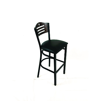 JMC Furniture Eagle Series Barstool, Supports Up to 300 lb, 28.5" Seat Height, Black Seat, Dark Walnut Back, Black Base (EBBVBLKC)