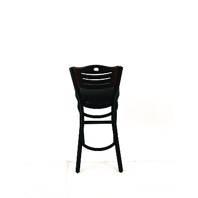 JMC Furniture Eagle Series Barstool, Supports Up to 300 lb, 28.5" Seat Height, Black Seat, Dark Walnut Back, Black Base (EBBVBLKC)