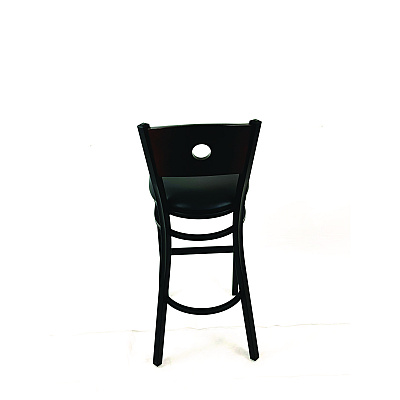 JMC Furniture Circle Series Barstool, Supports Up to 300 lb, 28.5" Seat Height, Black Seat, Dark Walnut Back, Black Base (CRBBVBLKC)