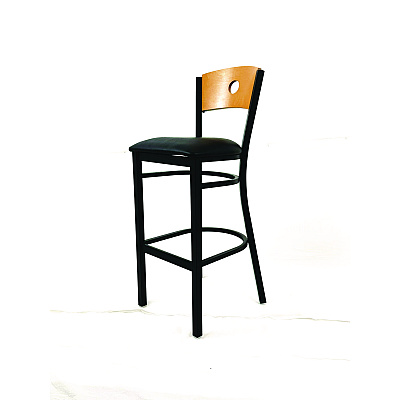 JMC Furniture Circle Series Barstool, Supports Up to 300 lb, 28.5" Seat Height, Black Seat, Natural Back, Black Base (CRBBVBLKD)