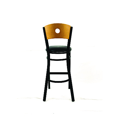 JMC Furniture Circle Series Barstool, Supports Up to 300 lb, 28.5" Seat Height, Black Seat, Natural Back, Black Base (CRBBVBLKD)