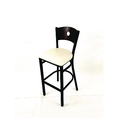 JMC Furniture Circle Series Barstool, Supports Up to 300 lb, 28.5" Seat Height, Cream Seat, Dark Walnut Back, Black Base (CRBBVCRMC)