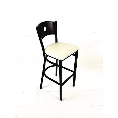 JMC Furniture Circle Series Barstool, Supports Up to 300 lb, 28.5" Seat Height, Cream Seat, Dark Walnut Back, Black Base (CRBBVCRMC)