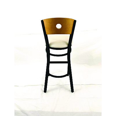 JMC Furniture Circle Series Barstool, Supports Up to 300 lb, 28.5" Seat Height, Cream Seat, Natural Back, Black Base (CRBBVCRMD)