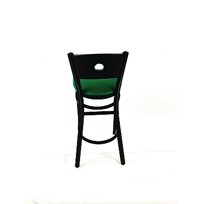 JMC Furniture Circle Series Barstool, Supports Up to 300 lb, 28.5" Seat Height, Green Seat, Dark Walnut Back, Black Base (CRBBVGRNC)