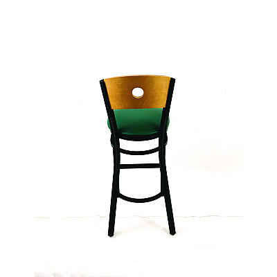 JMC Furniture Circle Series Barstool, Supports Up to 300 lb, 28.5" Seat Height, Green Seat, Natural Back, Black Base (CRBBVGRND)