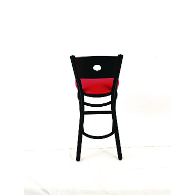 JMC Furniture Circle Series Barstool, Supports Up to 300 lb, 28.5" Seat Height, Red Seat, Dark Walnut Back, Black Base (CRBBVREDC)