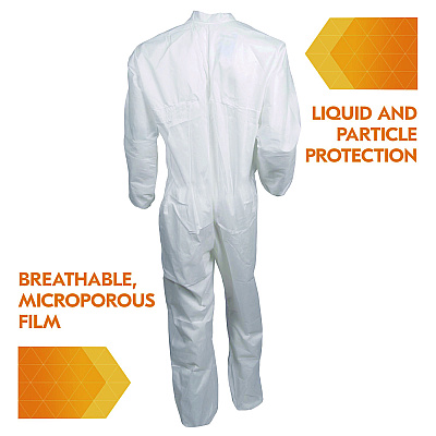 KleenGuard A30 Breathable Splash and Particle Protection Coveralls, 3X-Large, White, 21/Carton (KCC46006)