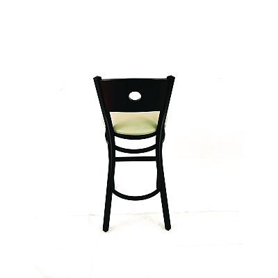 JMC Furniture Circle Series Barstool, Supports Up to 300 lb, 28.5" Seat Height, Taupe Seat, Dark Walnut Back, Black Base (CRBBVTAUC)