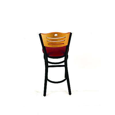 JMC Furniture Eagle Series Barstool, Supports Up to 300 lb, 28.5" Seat Height, Burgundy Seat, Natural Back, Black Base (EBBVBURD)