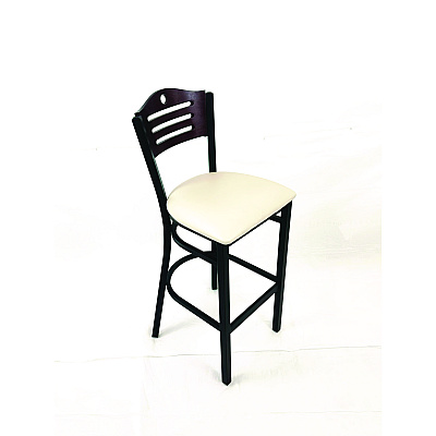 JMC Furniture Eagle Series Barstool, Supports Up to 300 lb, 28.5" Seat Height, Cream Seat, Dark Mahogany Back, Black Base (EBBVCRMB)