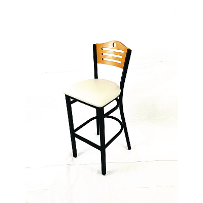 JMC Furniture Eagle Series Barstool, Supports Up to 300 lb, 28.5" Seat Height, Cream Seat, Natural Back, Black Base (EBBVCRMD)