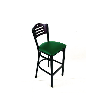 JMC Furniture Eagle Series Barstool, Supports Up to 300 lb, 28.5" Seat Height, Green Seat, Dark Mahogany Back, Black Base (EBBVGRNB)