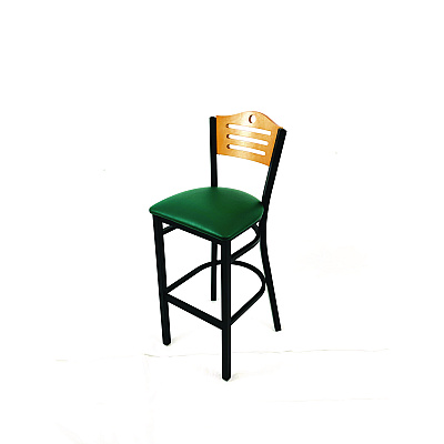 JMC Furniture Eagle Series Barstool, Supports Up to 300 lb, 28.5" Seat Height, Green Seat, Natural Back, Black Base (EBBVGRND)