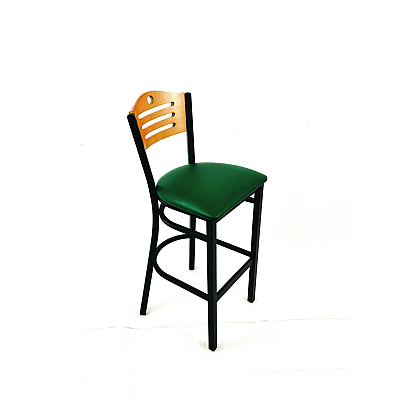 JMC Furniture Eagle Series Barstool, Supports Up to 300 lb, 28.5" Seat Height, Green Seat, Natural Back, Black Base (EBBVGRND)