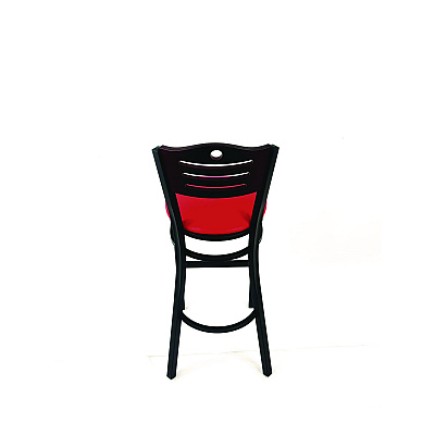 JMC Furniture Eagle Series Barstool, Supports Up to 300 lb, 28.5" Seat Height, Red Seat, Dark Mahogany Back, Black Base (EBBVREDB)