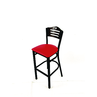 JMC Furniture Eagle Series Barstool, Supports Up to 300 lb, 28.5" Seat Height, Red Seat, Dark Walnut Back, Black Base (EBBVREDC)