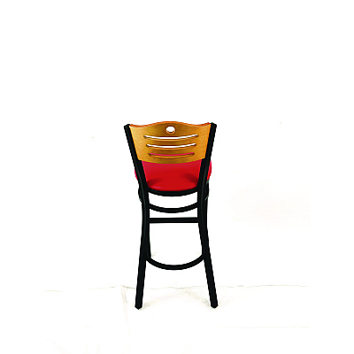 JMC Furniture Eagle Series Barstool, Supports Up to 300 lb, 28.5" Seat Height, Red Seat, Natural Back, Black Base (EBBVREDD)