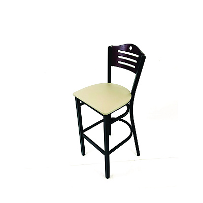 JMC Furniture Eagle Series Barstool, Supports Up to 300 lb, 28.5" Seat Height, Taupe Seat, Dark Mahogany Back, Black Base (EBBVTAUB)