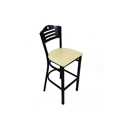 JMC Furniture Eagle Series Barstool, Supports Up to 300 lb, 28.5" Seat Height, Taupe Seat, Dark Mahogany Back, Black Base (EBBVTAUB)