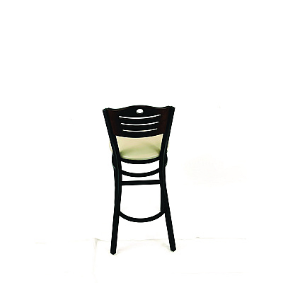 JMC Furniture Eagle Series Barstool, Supports Up to 300 lb, 28.5" Seat Height, Taupe Seat, Dark Walnut Back, Black Base (EBBVTAUC)