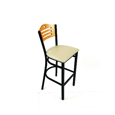 JMC Furniture Eagle Series Barstool, Supports Up to 300 lb, 28.5" Seat Height, Taupe Seat, Natural Back, Black Base (EBBVTAUD)