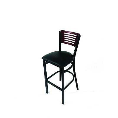 JMC Furniture Jones River Series Barstool, Supports Up to 300 lb, 28.5" Seat Height, Black Seat, Dark Mahogany Back, Black Base (JRBBVBLKB)